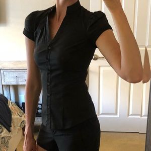 Express - Black Button Up Business Blouse